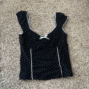 SHEIN Black and White Polka Dot Blouse